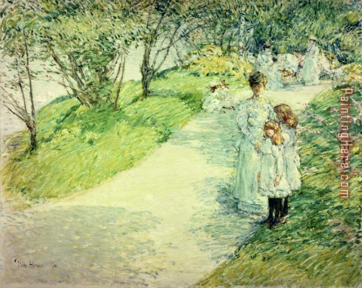 childe hassam Promenaders in the garden